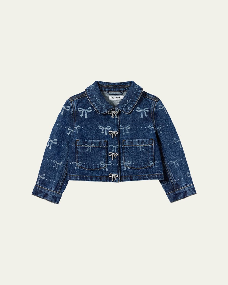 Girl's Bow-Print Denim Jacket, 3T-12